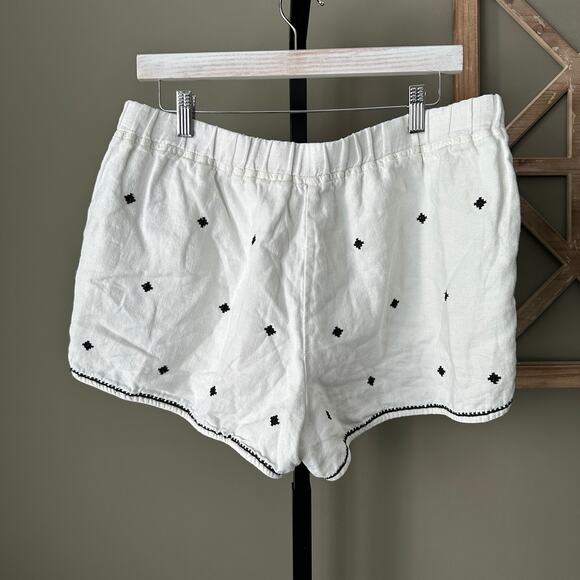 Madewell Linen Embroidered Shorts White Large - Picture 4 of 6